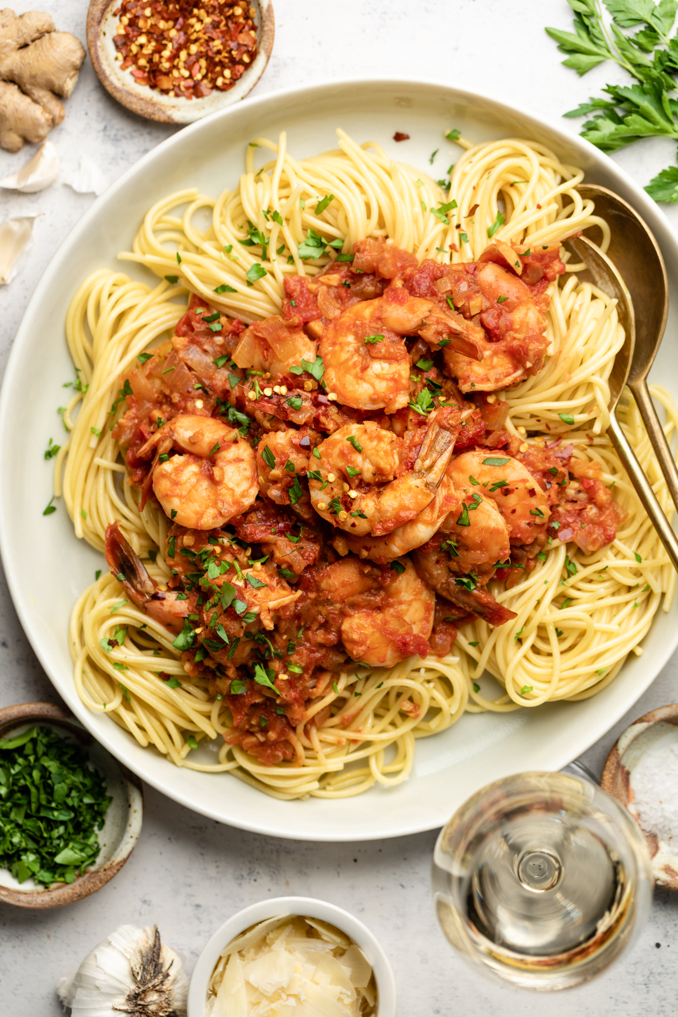 Spicy Tomato & Ginger Shrimp Pasta - The Mindful Hapa