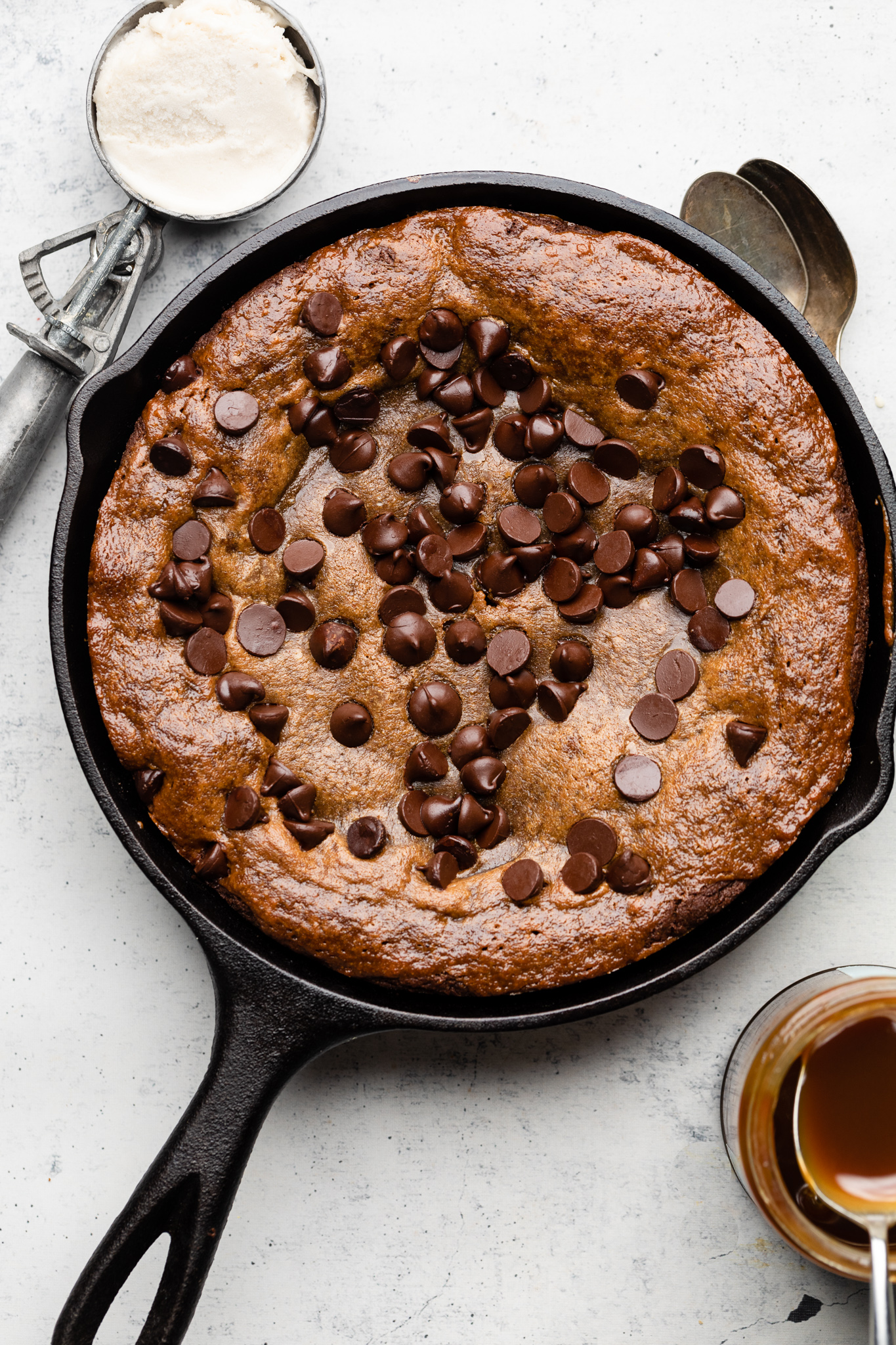 Chocolate Caramel Skillet Cookie - The Mindful Hapa