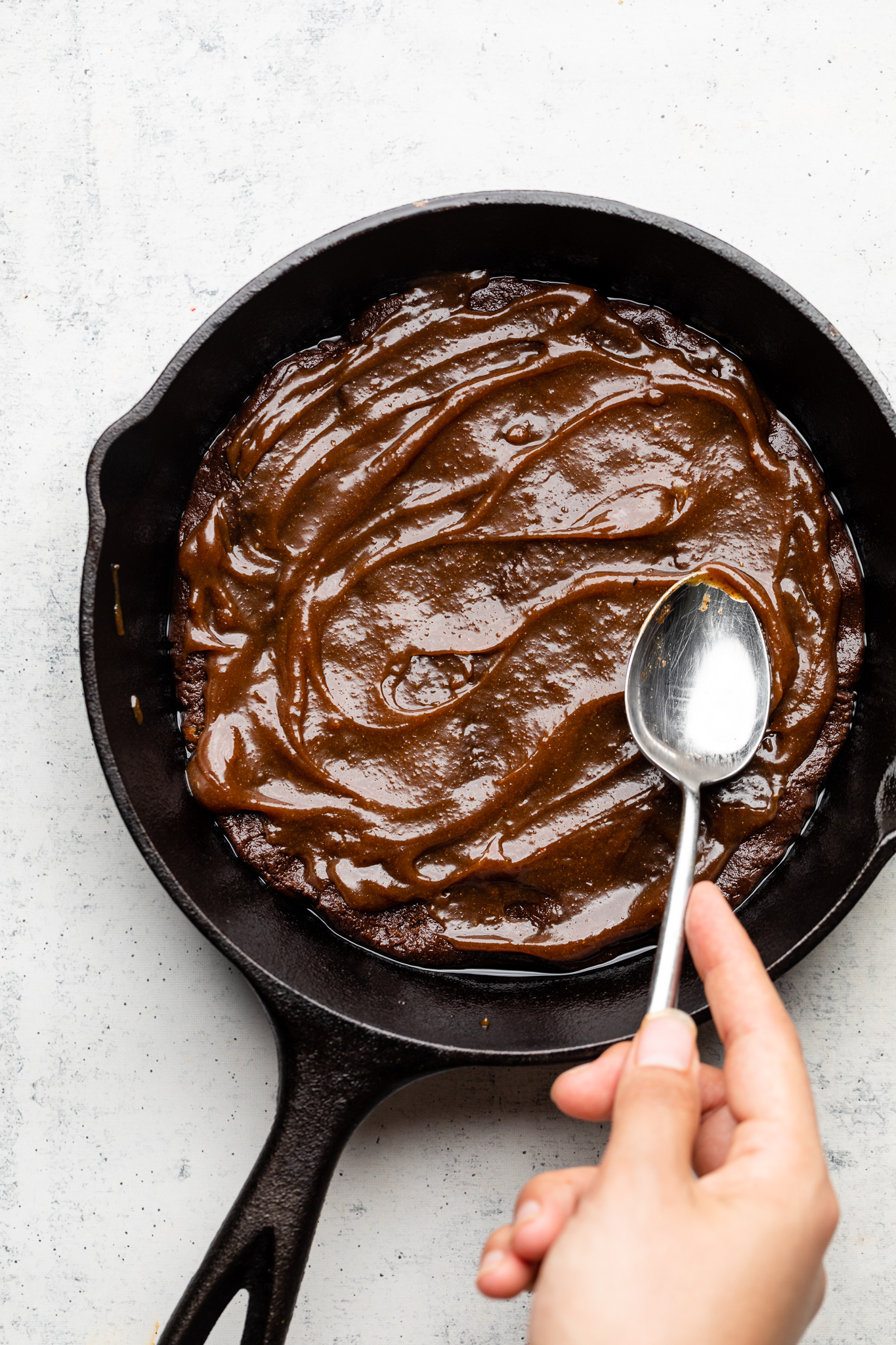 Chocolate Caramel Skillet Cookie - The Mindful Hapa