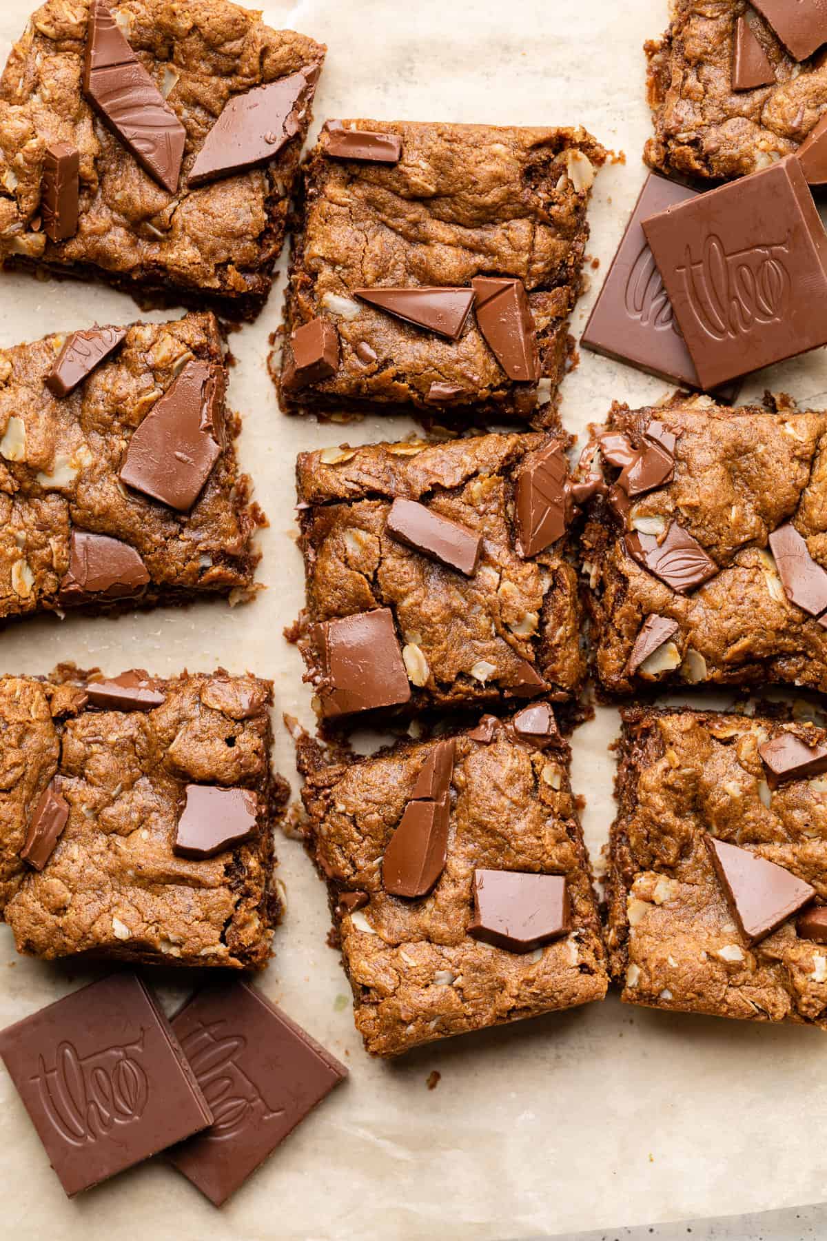 Healthier Dark Chocolate Chunk Oatmeal Cookie Bars. - Half Baked